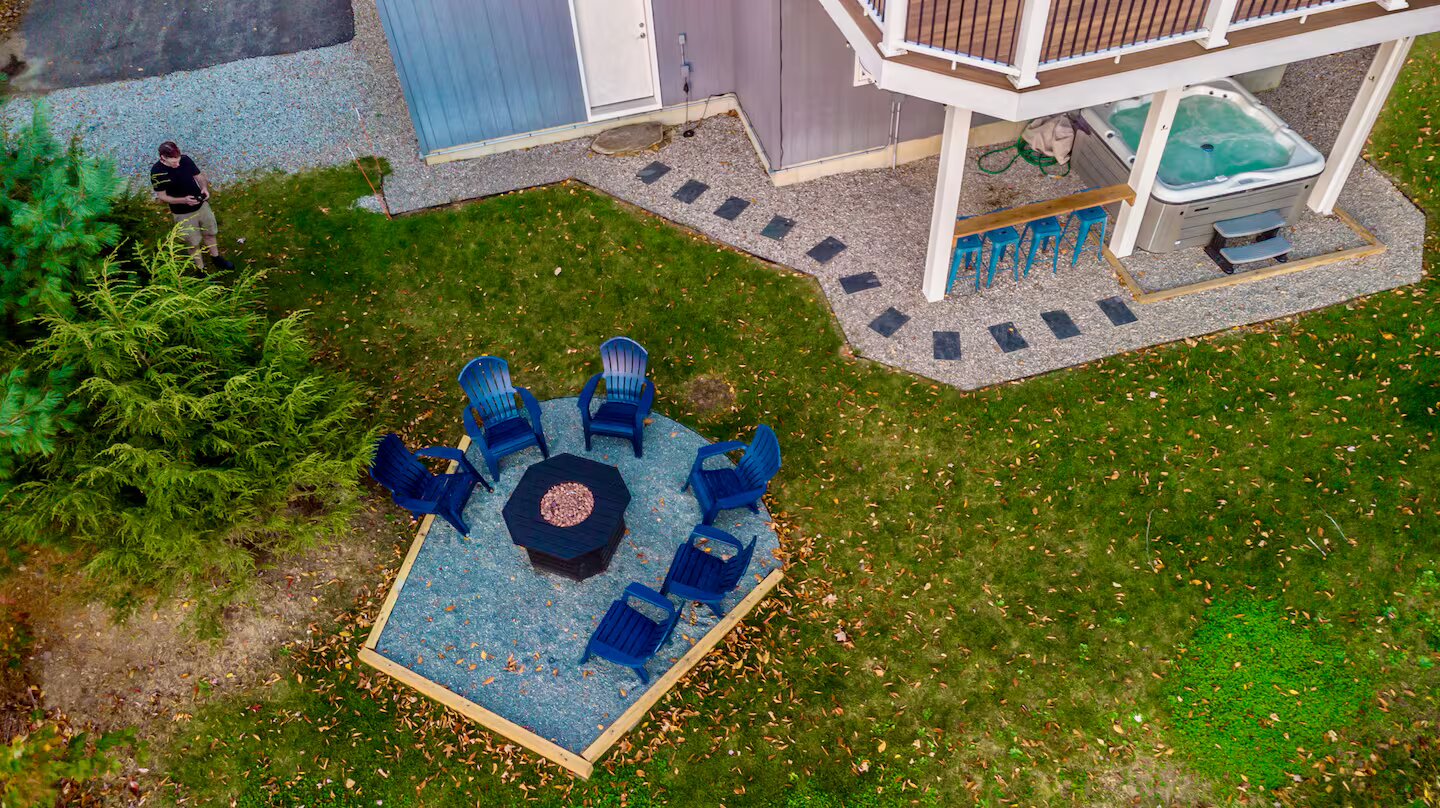 Aerial view of backyard