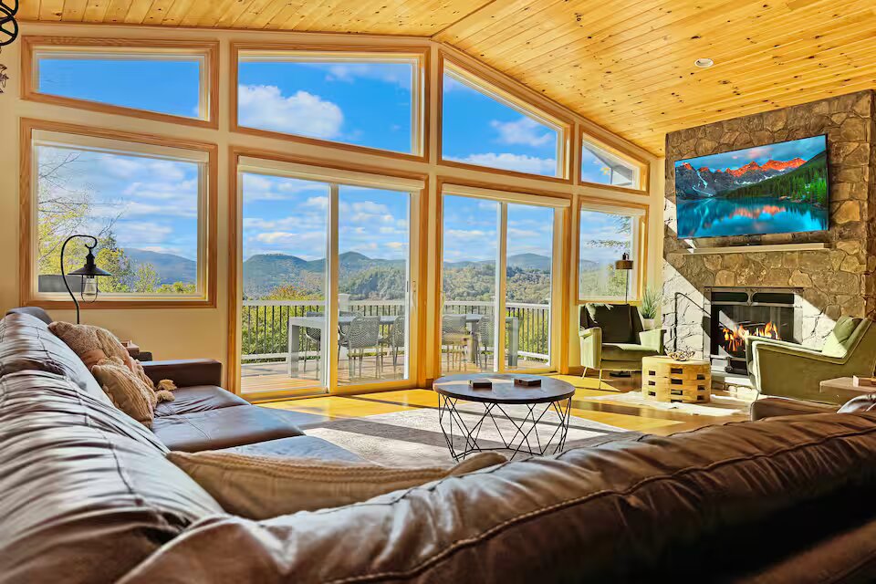 Living room with panoramic mountain views