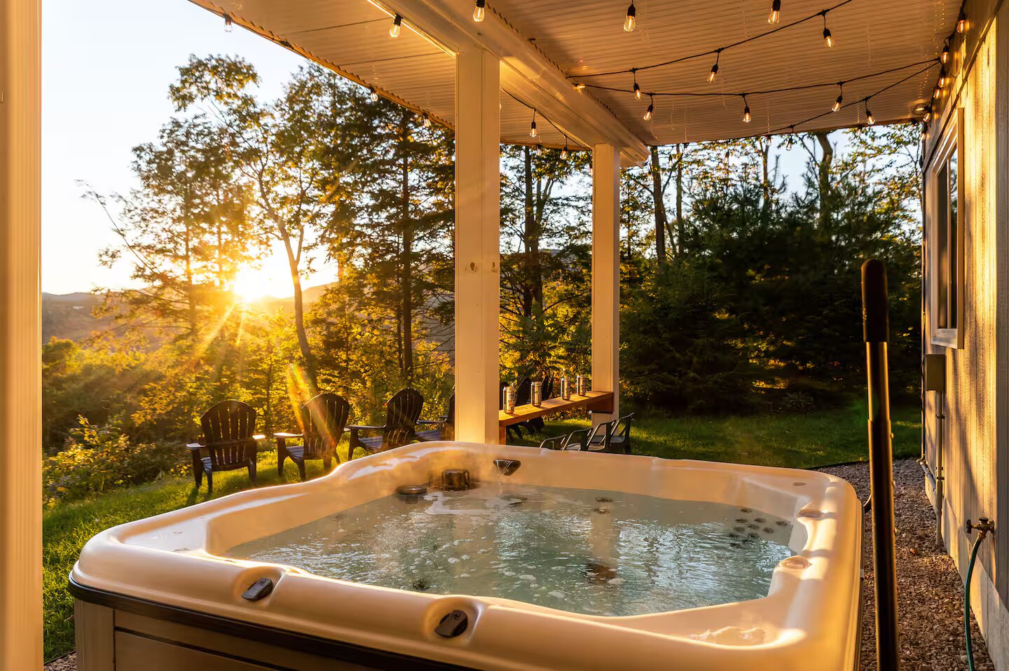 Hot tub at sunset
